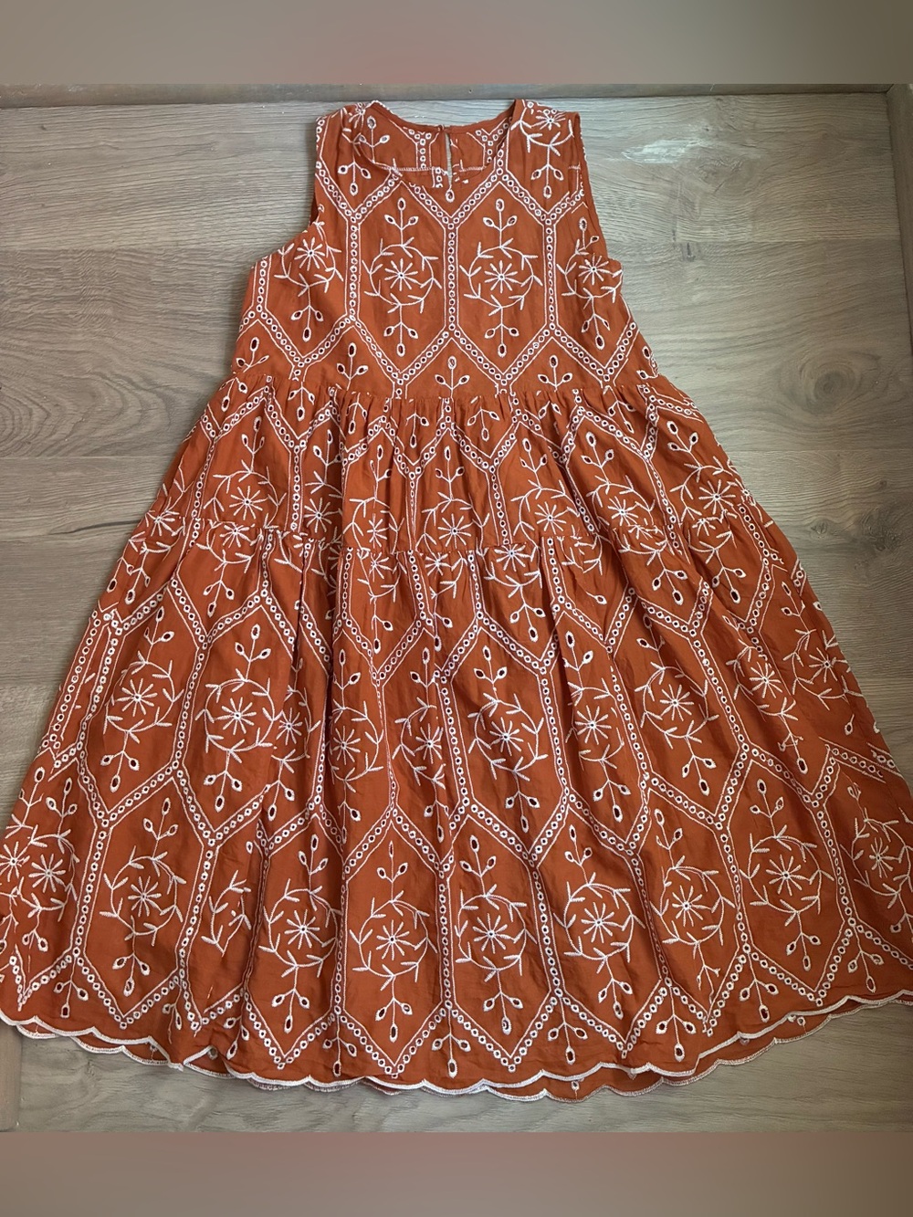 Women's Burnt Orange & White Floral Embroidered Midi Dress University of Texas